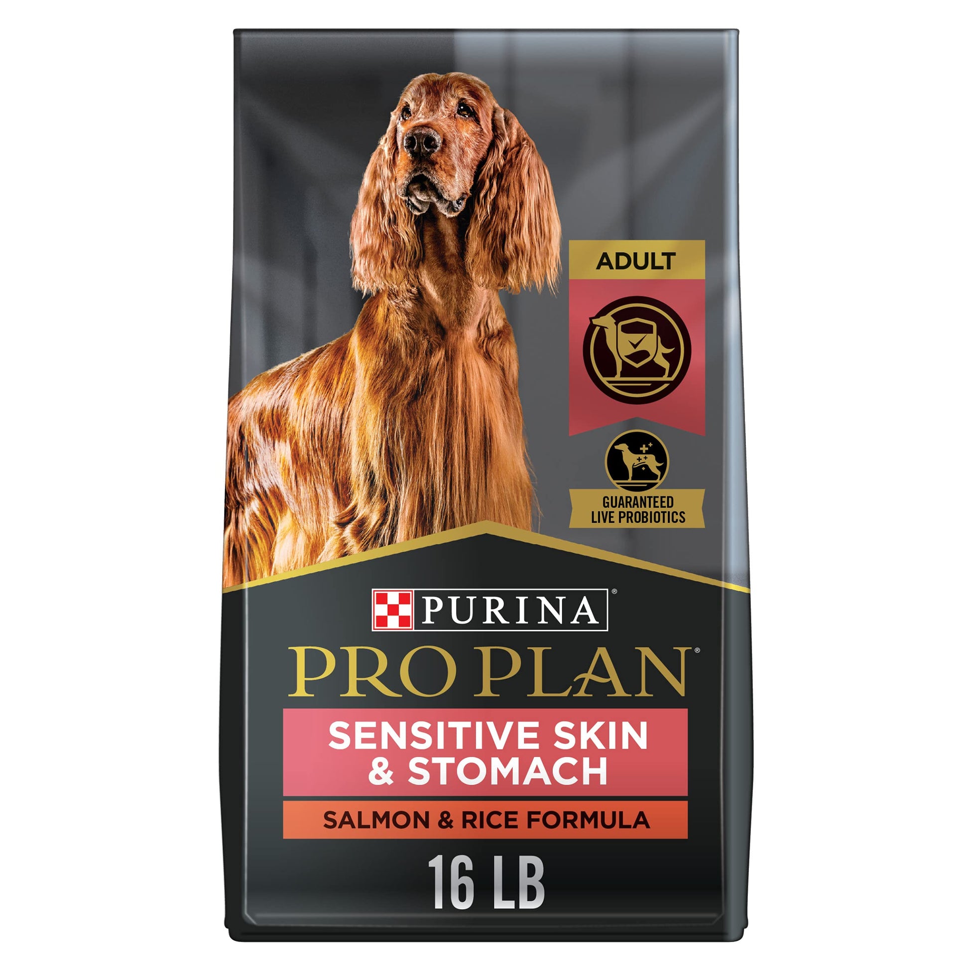 Purina Pro Plan Sensitive Skin and Stomach Dog Food Dry, Adult Salmon & Rice Formula, Digestive Health - 30 lb. Bag