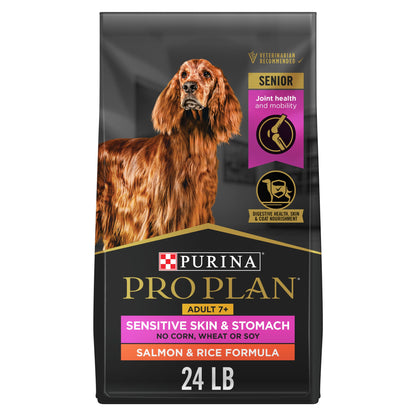 Purina Pro Plan Sensitive Skin and Stomach Dog Food Dry, Adult Salmon & Rice Formula, Digestive Health - 30 lb. Bag